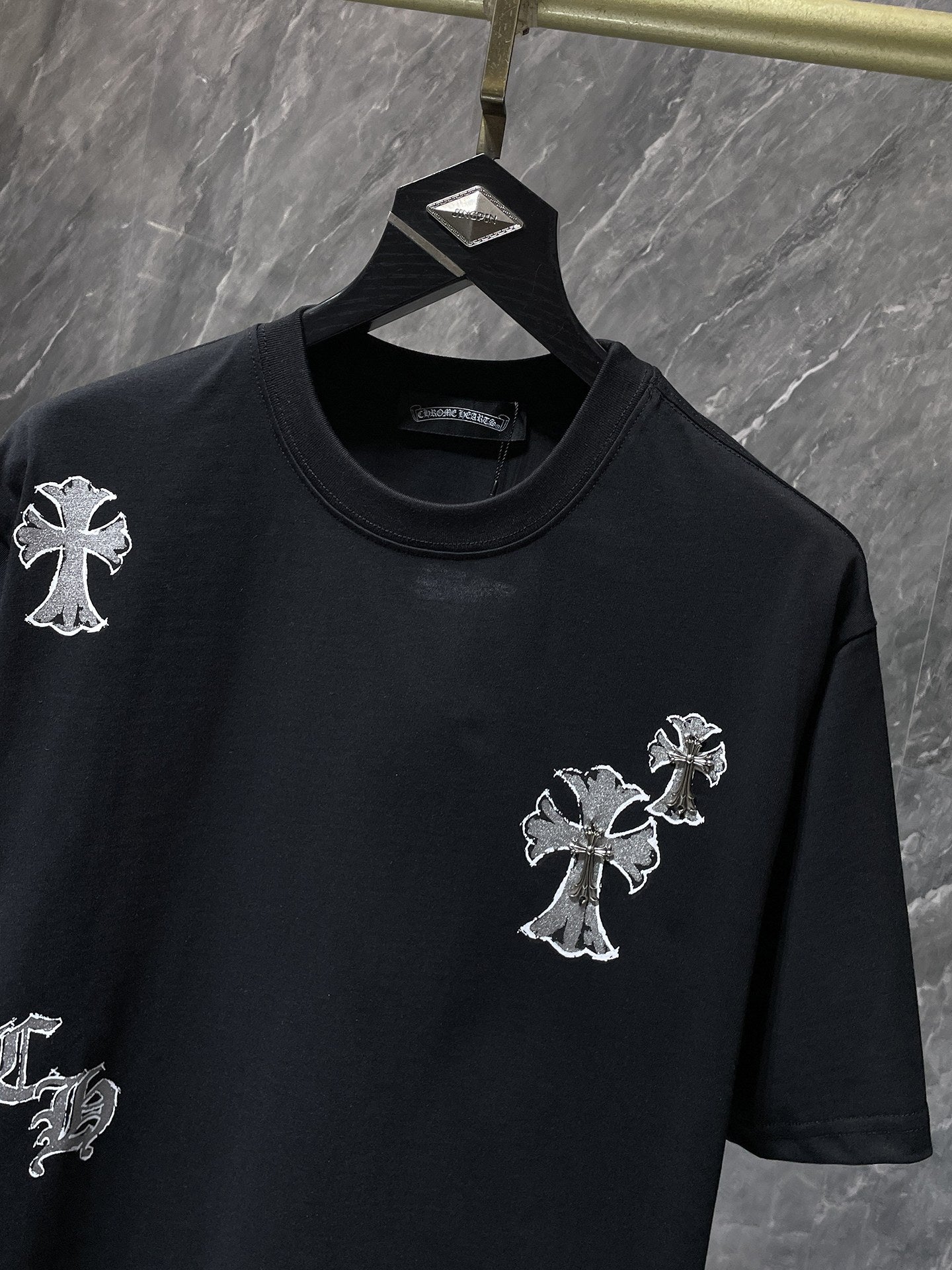 Silver Cross Swirl Black T-Shirt™