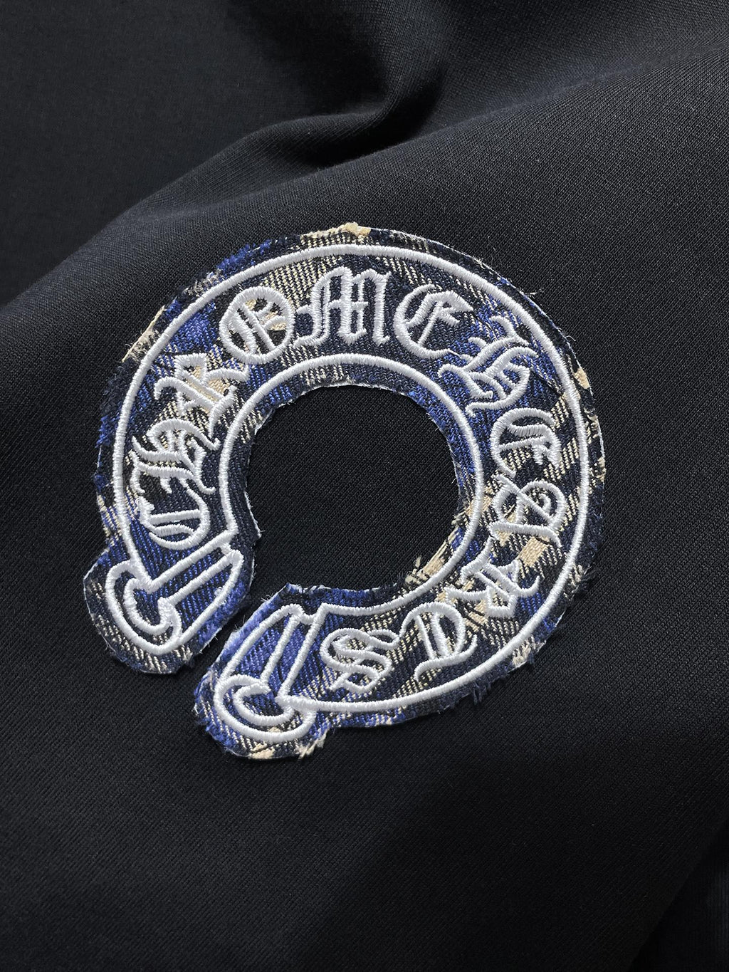 Blue Plaid Horseshoe Black T-Shirt™