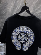 Blue Plaid Horseshoe Black T-Shirt™