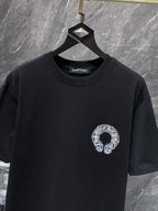 Blue Plaid Horseshoe Black T-Shirt™