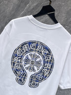 Blue Plaid Horseshoe White T-Shirt™