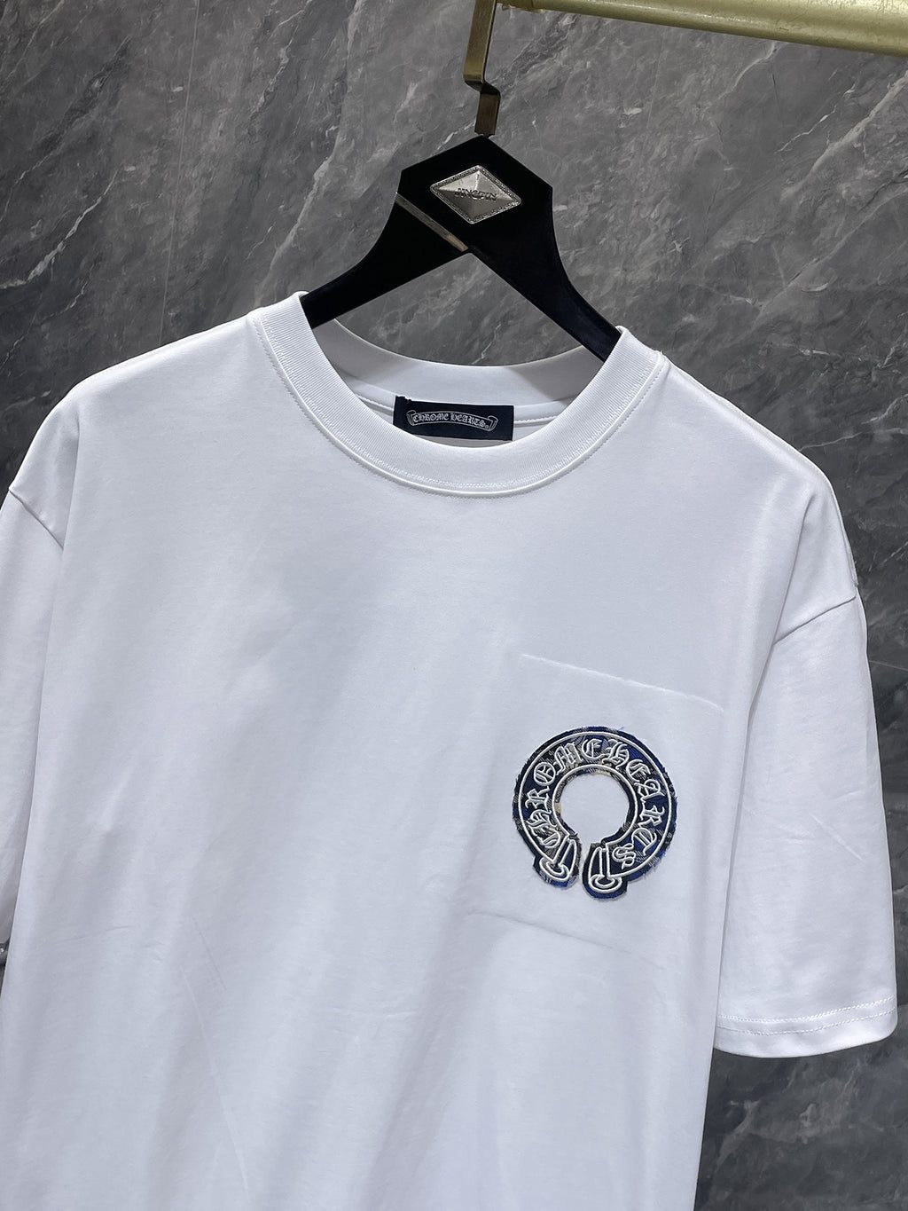 Blue Plaid Horseshoe White T-Shirt™
