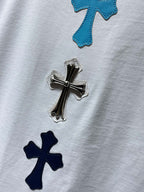 Blue Vertical Cross Patch White T-Shirt™