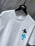 Blue Vertical Cross Patch White T-Shirt™