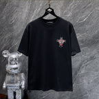 Red Plaid Layered Cross Black T-Shirt™