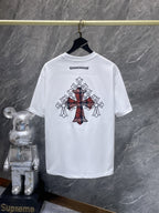 Red Plaid Layered Cross White T-Shirt™