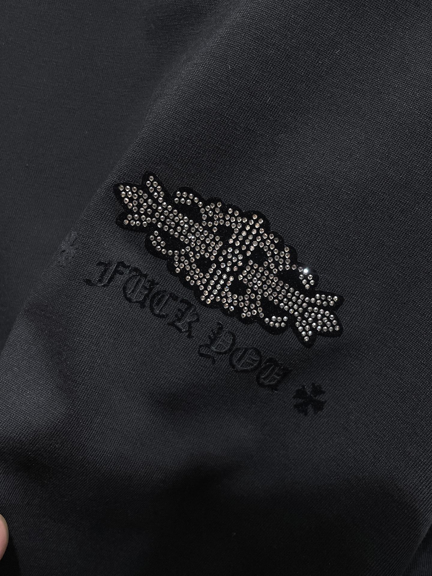 Rhinestone Script Logo Black T-Shirt™