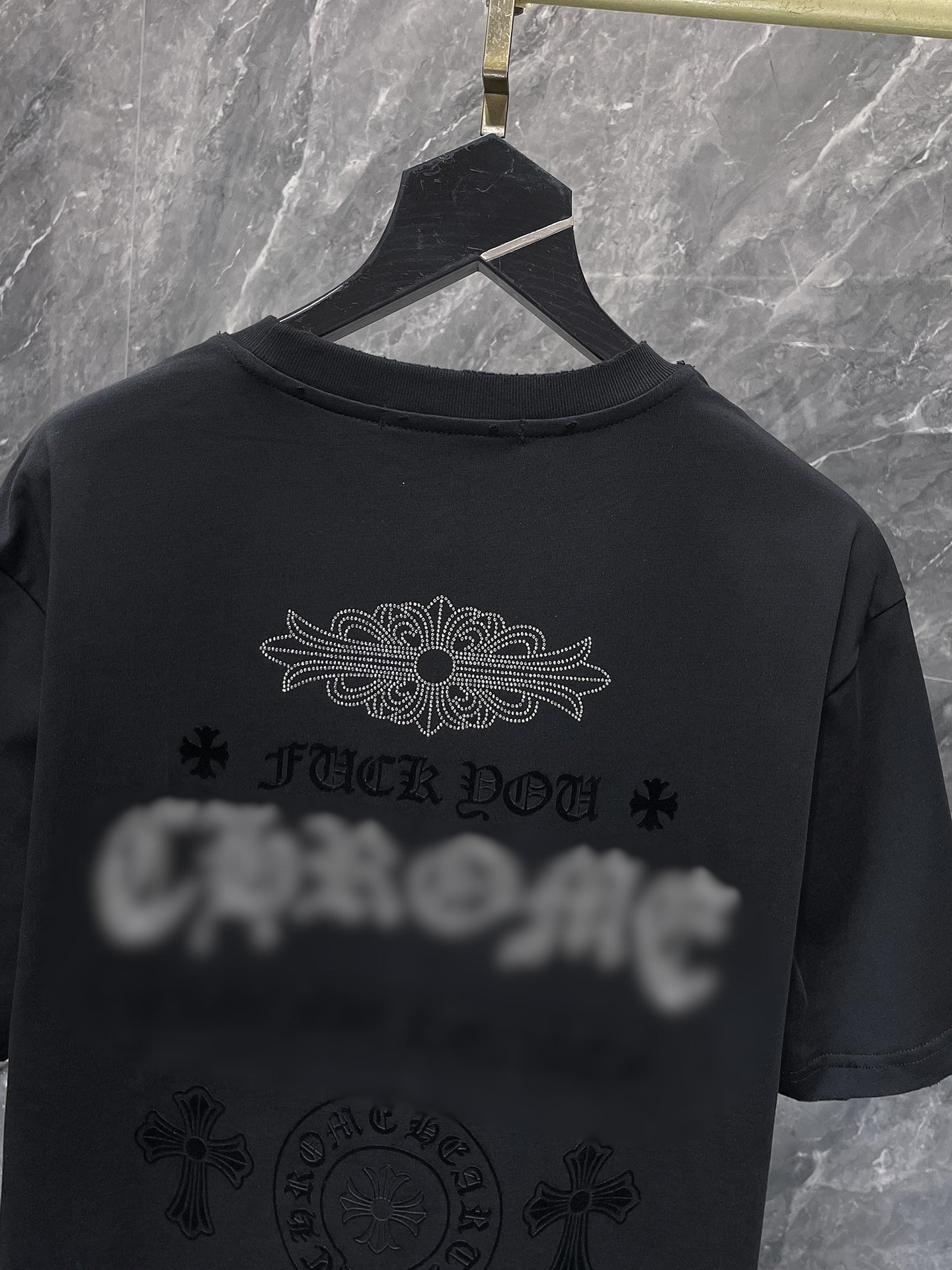 Rhinestone Script Logo Black T-Shirt™