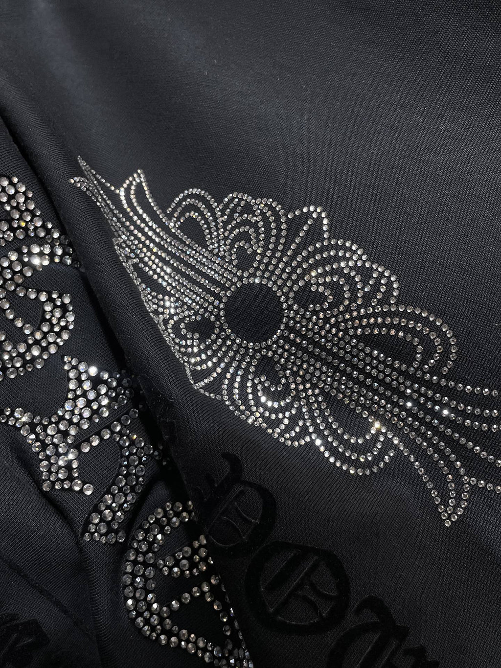 Rhinestone Script Logo Black T-Shirt™