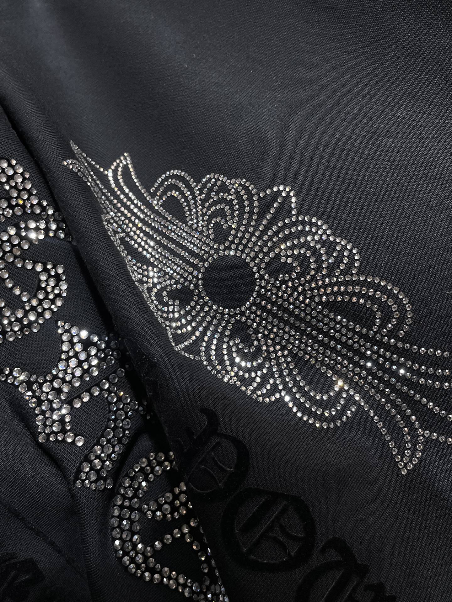 Rhinestone Script Logo Black T-Shirt™