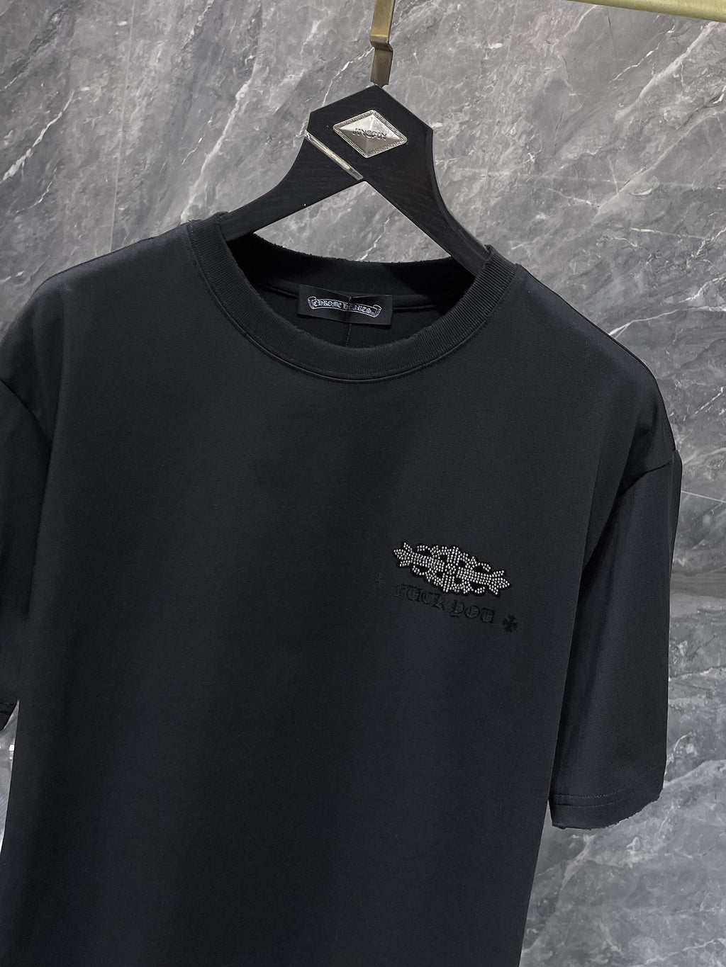 Rhinestone Script Logo Black T-Shirt™