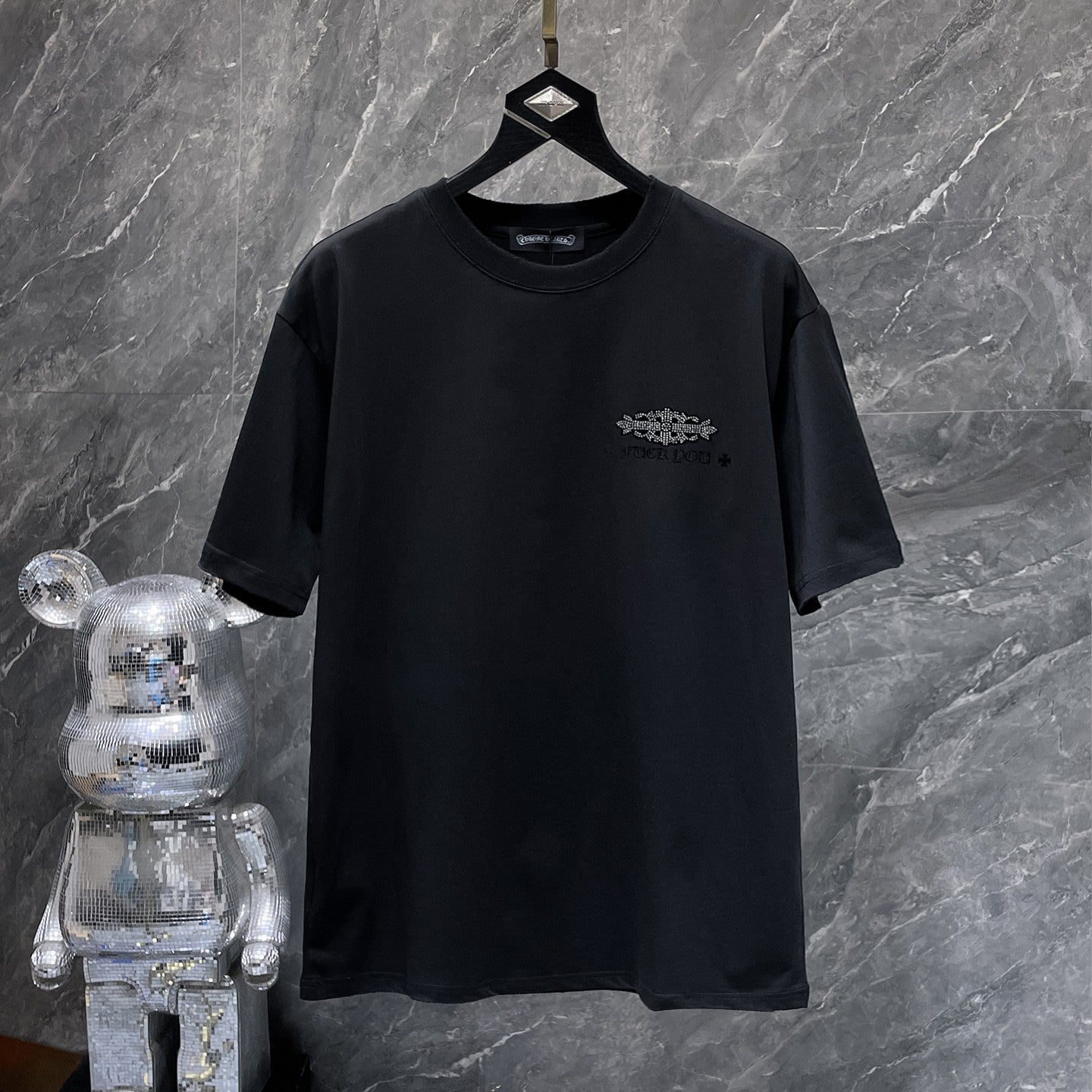 Rhinestone Script Logo Black T-Shirt™