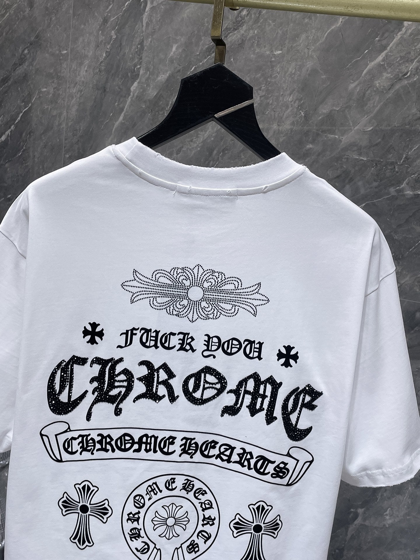 Rhinestone Script Logo White T-Shirt™