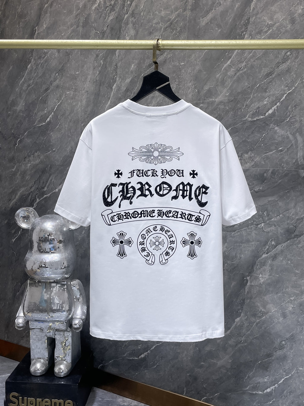 Rhinestone Script Logo White T-Shirt™