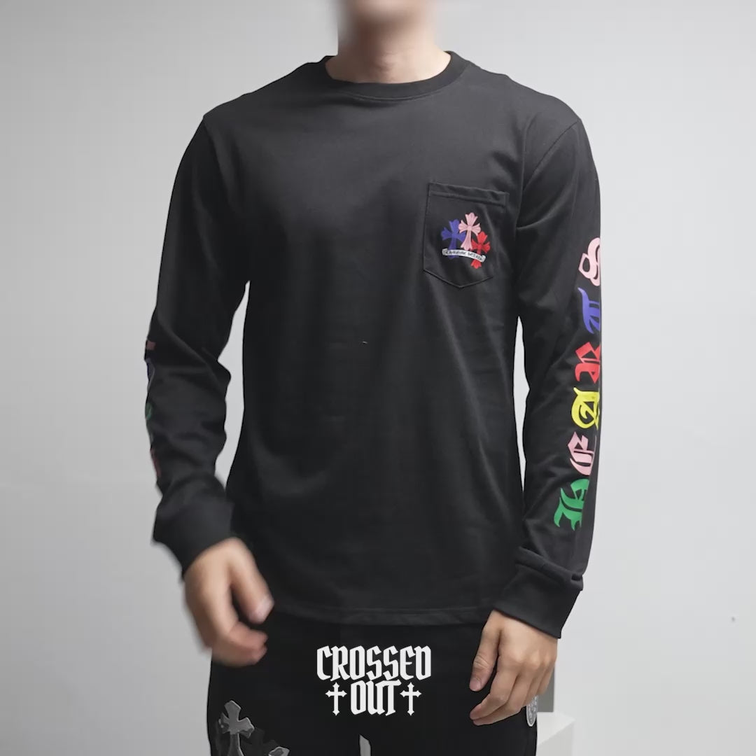 Stacked Multicolor Crosses Black Long Sleeve™