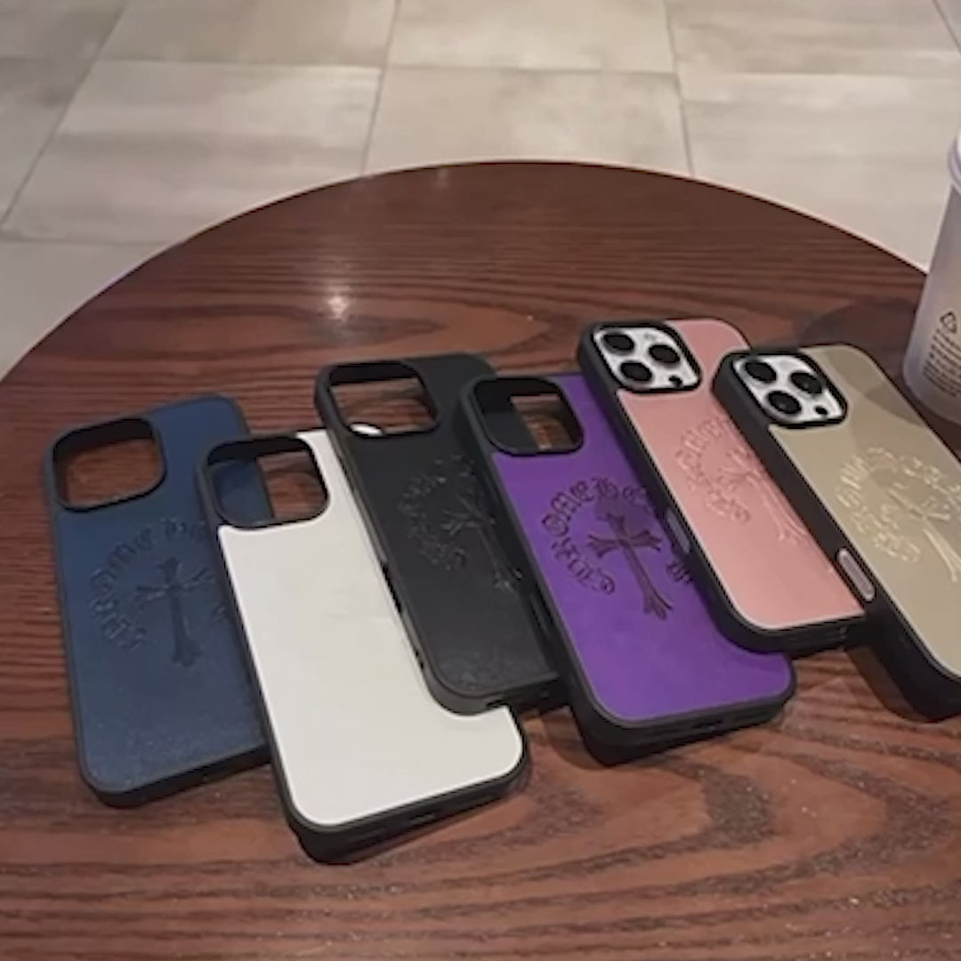 Engraved Cross Hard Leather Case™