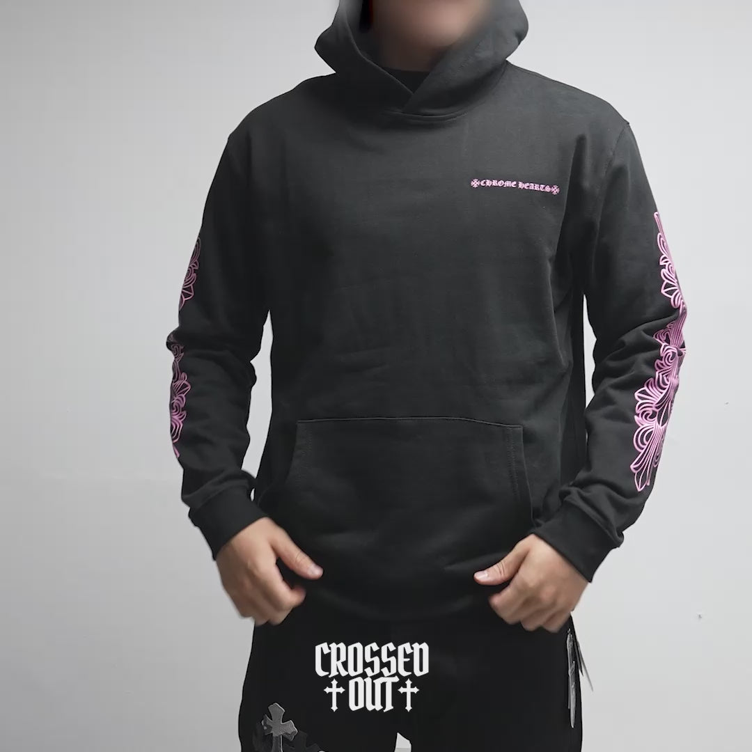 Pink Typography Logo USA Black Hoodie™