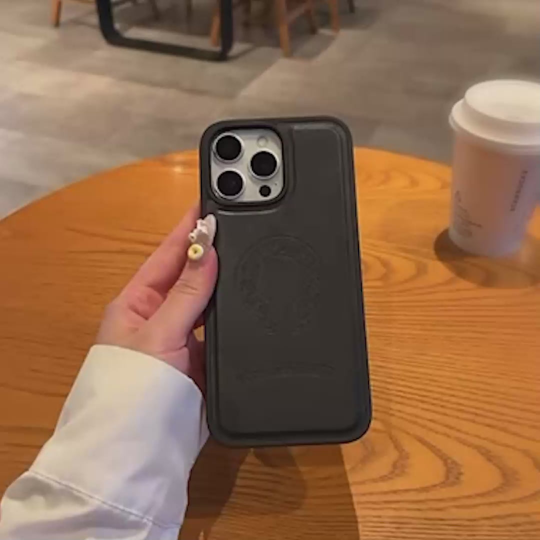 Engraved Gothic Symbol Black Leather Case™