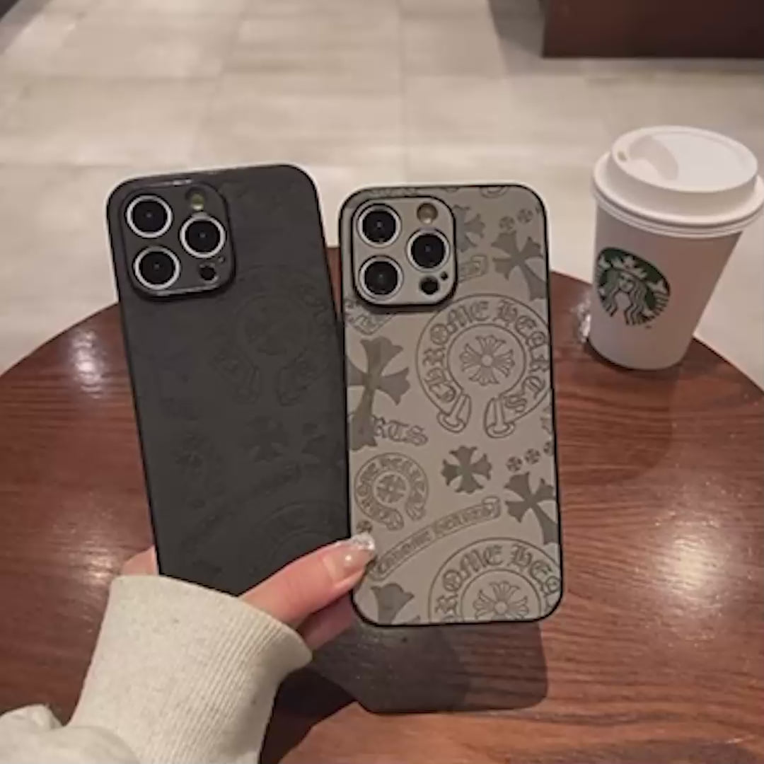 Gothic Logo Pattern Hard Leather Case™