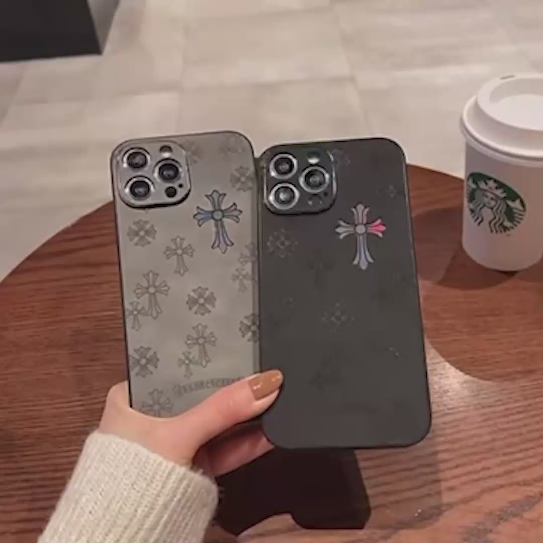 Iridescent Cross Symbol Hard Leather Case™