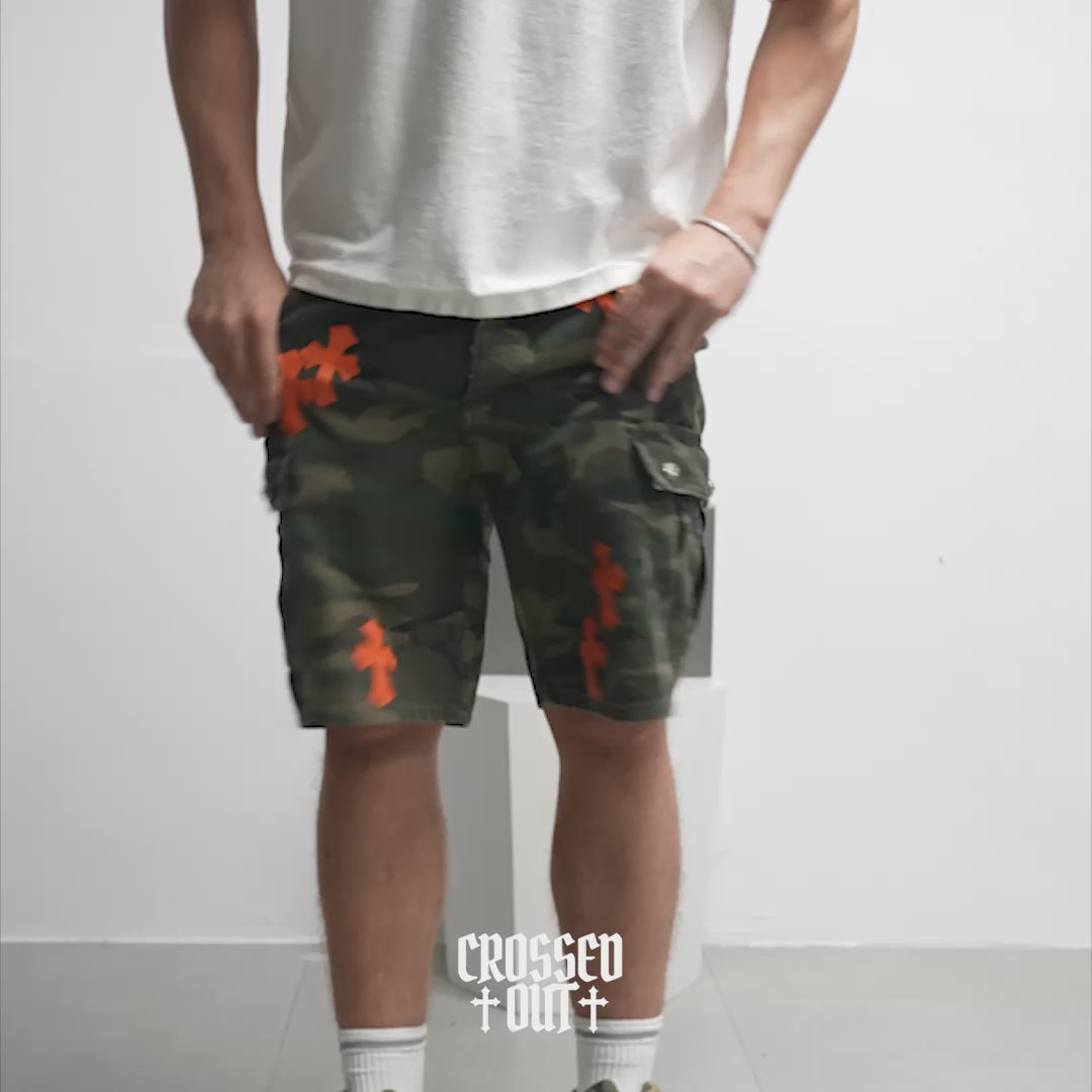 Orange Cross Patch Camo Shorts™