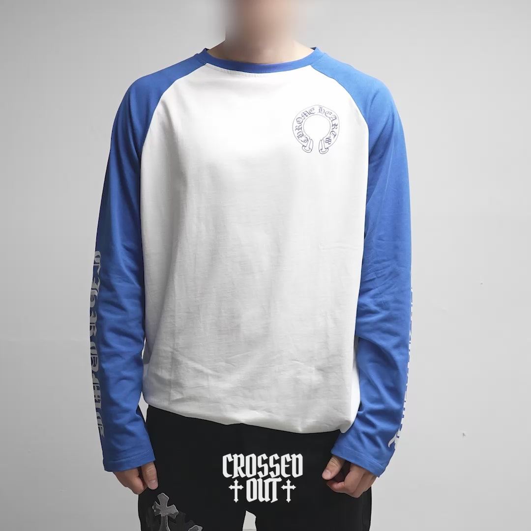 Horse Shoe Logo Baseball White & Blue Long Sleeve™