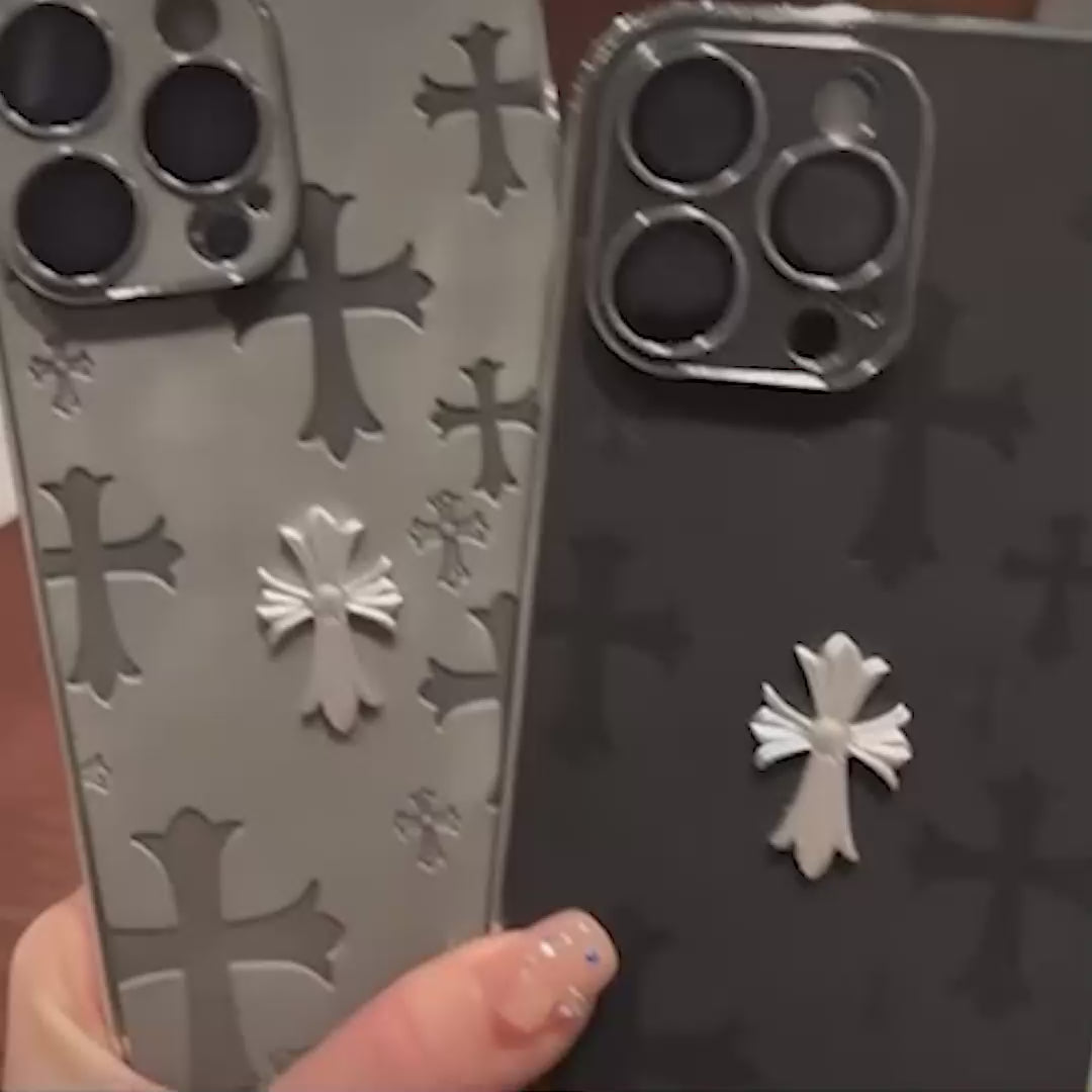 Engraved Crosses Electroplating Leather Case™