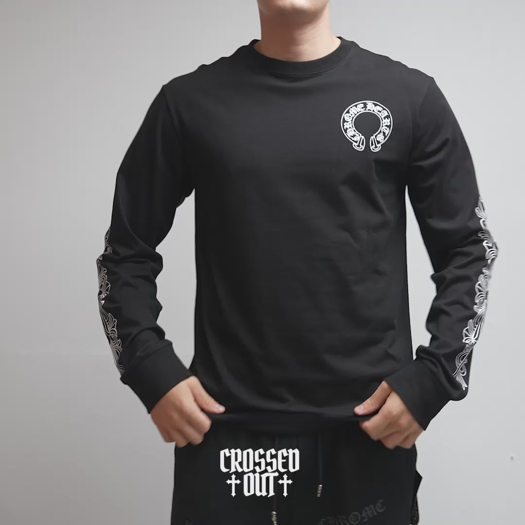 Horse Shoe Logo USA White/Black Long Sleeve™