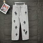 Black Cross Patch Light Grey Denim Jeans™