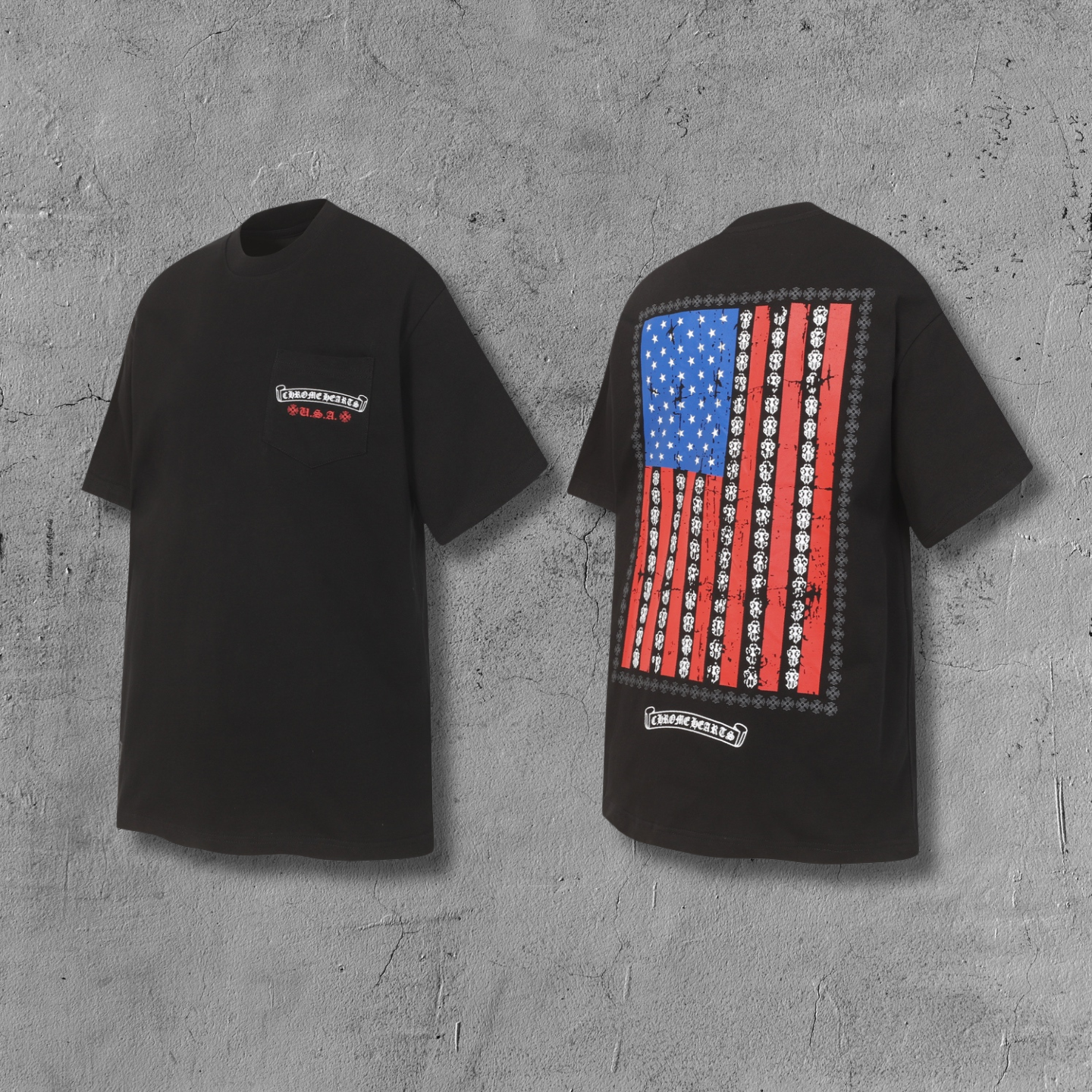 Vertical USA Flag Black T-Shirt™