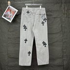 Black Cross Patch Light Grey Denim Jeans™