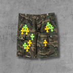 Yellow & Green Cross Patch Camo Shorts™