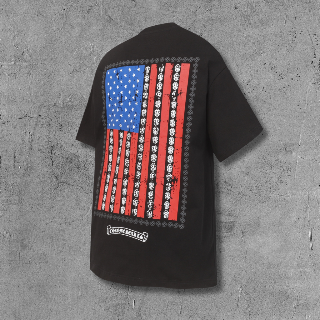 Vertical USA Flag Black T-Shirt™