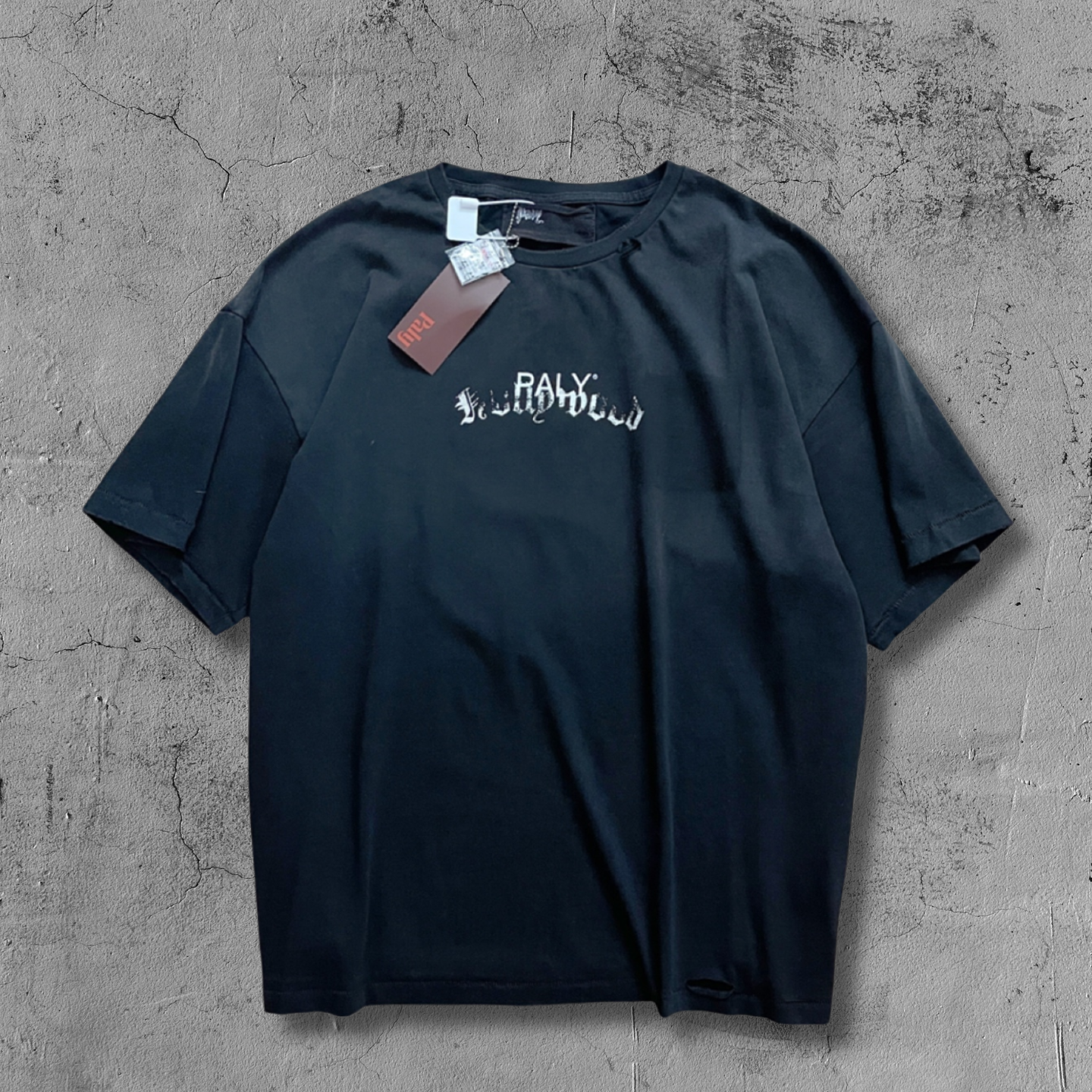 Paly Hllywd Typography Logo Washed Black Tee™