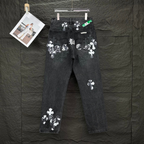 White & Black Camo Cross Patch Faded Black Jeans™