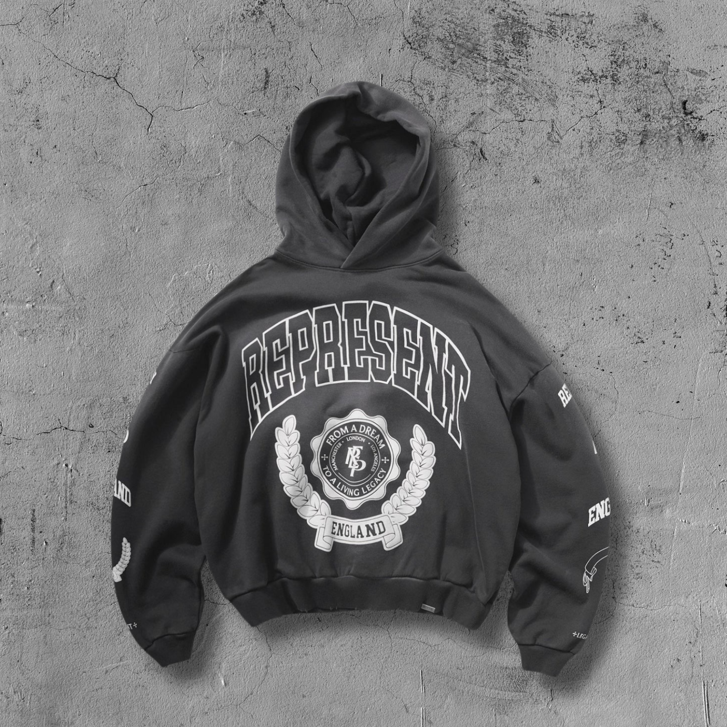 RPRSNT Legacy Crest Stained Black Hoodie™
