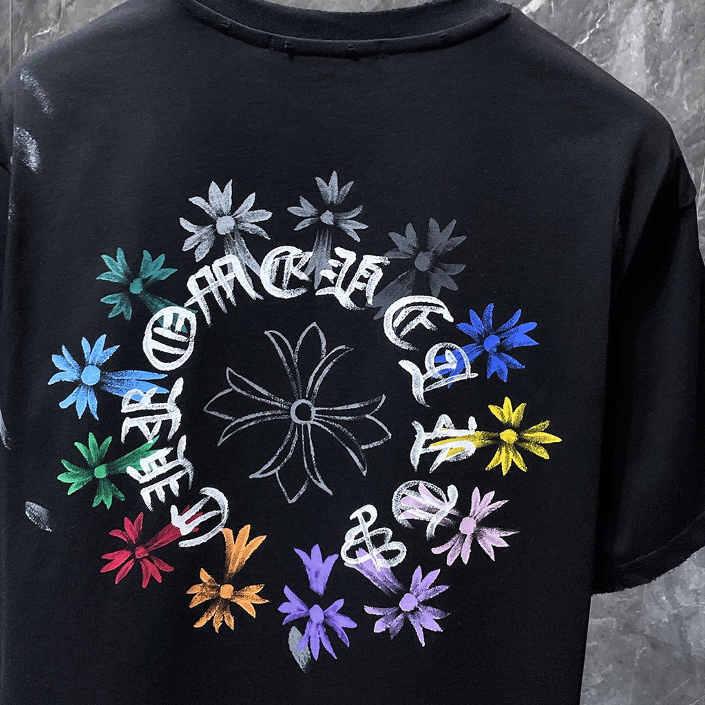 Multicolor Flower Crosses Black T-Shirt™